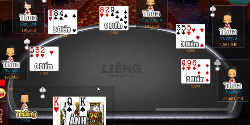 Cách chia bài và trình tự chơi một ván game bài liêng